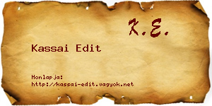 Kassai Edit névjegykártya